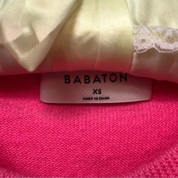 Aritzia Babaton Nathaniel Hot Pink Merino Wool  Sweater - Picture 5 of 6